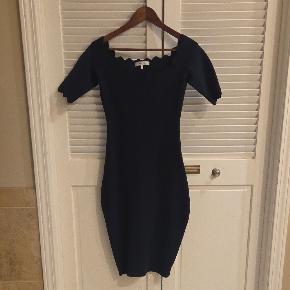 Elegant Navy Scalloped Dress